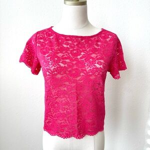bebe Pink Lace Blouse